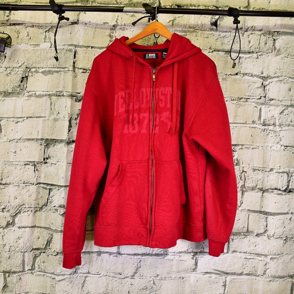 Red Yellowstone zipper front Hoodie Sweatshirt XL